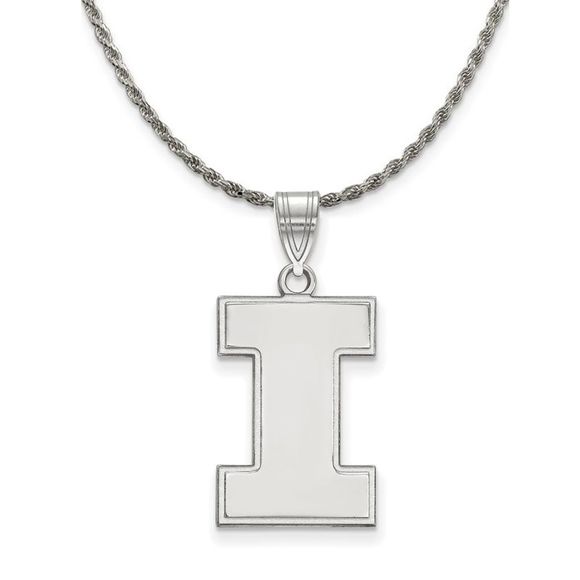 Sterling Silver U. of Illinois Large Initial I Necklace -...